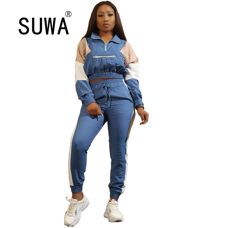 Women Fall Winter Jogger 2 Piece Set Contrast Patchwork Long Sleeve Sweatshirt Top Sweatpants est Casual Home Wear 210525, Multi
Women Fall Winter Jogger 2 Piece Set Contrast Patchwork Long Sleeve Sweatshirt Top Sweatpants est Casual Home Wear 210525, Multi