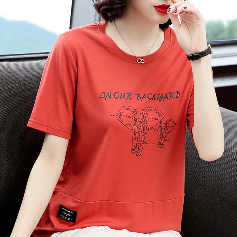 Animal Cartoon Fashion Cotton Summer Tops Print T Shirt Women Loose Plus Size Tshirt Female Short Sleeve T-Shirt Femme 210615Z