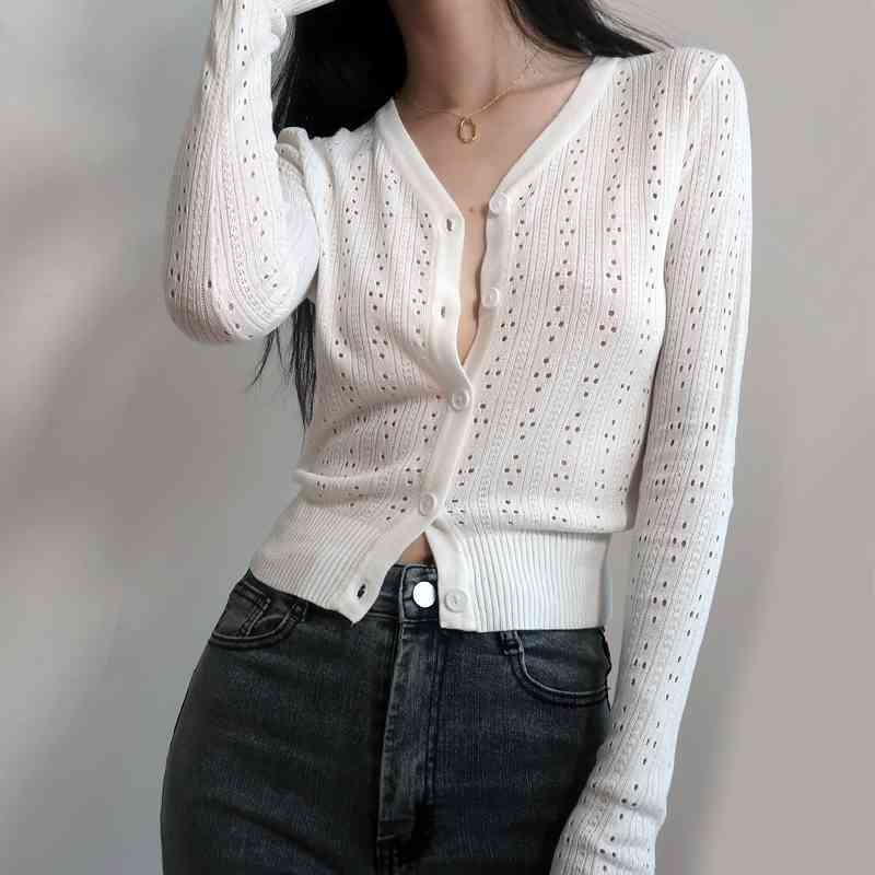 Vintage long sleeve Knitted Cardigan women buttons bgreen black sweater casual korean 210521