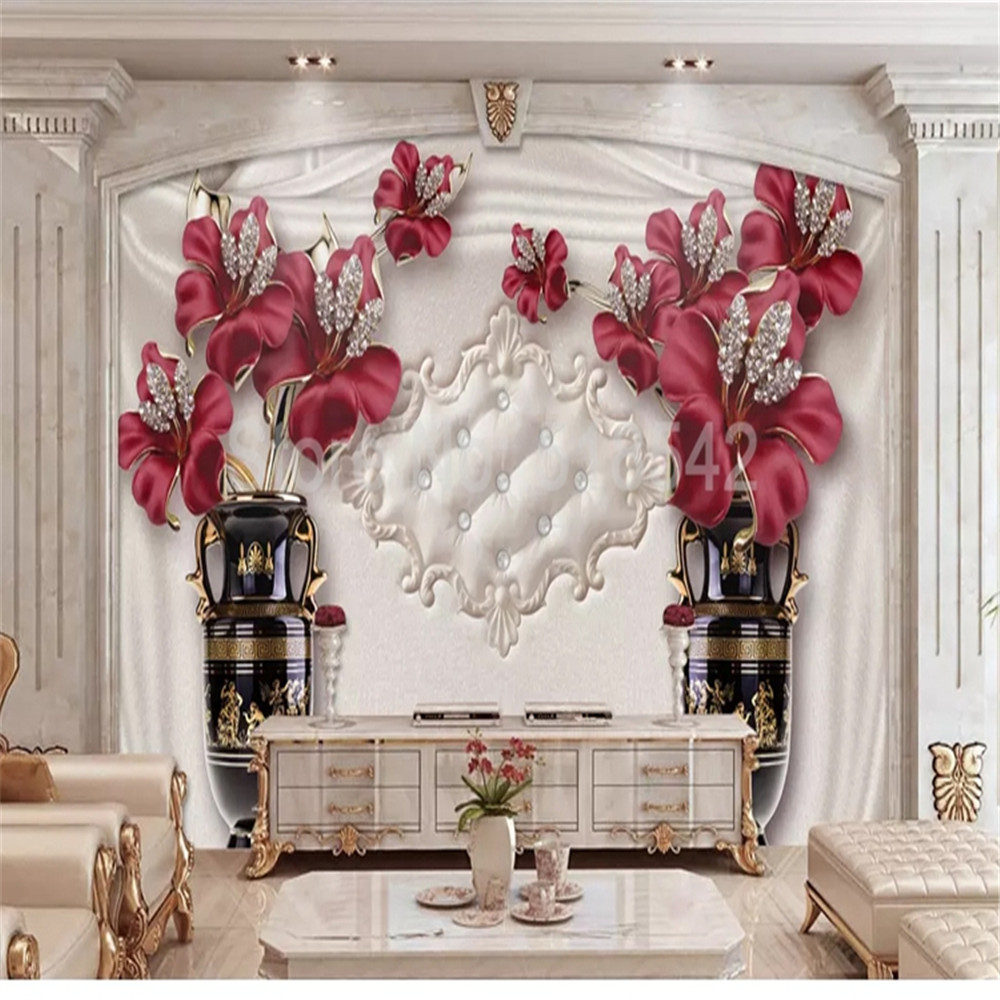 Custom Photo Wallpaper 3D European Style Jewelry Flower Living Room Bedroom TV Background Wall Murals Wallpaper