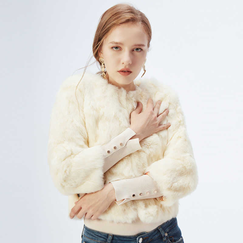 ETHEL ANDERSON 100% Real Rabbit Fur Women's Real Rabbit Fur Coat/Jacket Outwear Beauty Purple Color XXXL Size Coat 210928