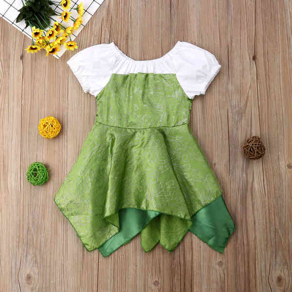 2020 Princess Beautiful Party Prom Birthday Dress Baby Girl Kids Shiny Dress Hot New Fairy Glisten Irregular Dress For Girls Q0716