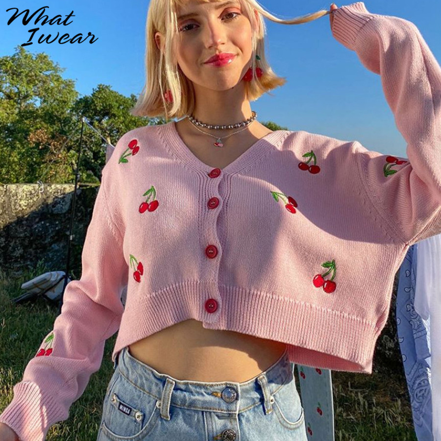 autumn cherry embroider casual knitted sweater women chic v neck long sleeve oversized cardigan cute single breasted crop top, Black
autumn cherry embroider casual knitted sweater women chic v neck long sleeve oversized cardigan cute single breasted crop top, Black