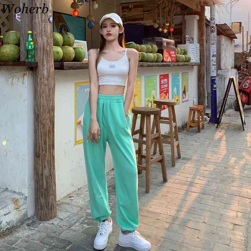 Sweatpants Women High Waist Loose Thin Summer Straight Harem Pants Casual Soli Korean Chic Streetwear 210519