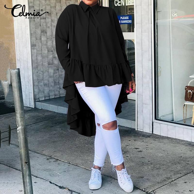 Women's Blouses & Shirts Celmia 2021 Autumn Solid Women Long Sleeve Stylish Ruffles Stitching Back Buttons Lapel Asymmetrical Hem Top, White
Women's Blouses & Shirts Celmia 2021 Autumn Solid Women Long Sleeve Stylish Ruffles Stitching Back Buttons Lapel Asymmetrical Hem Top, White