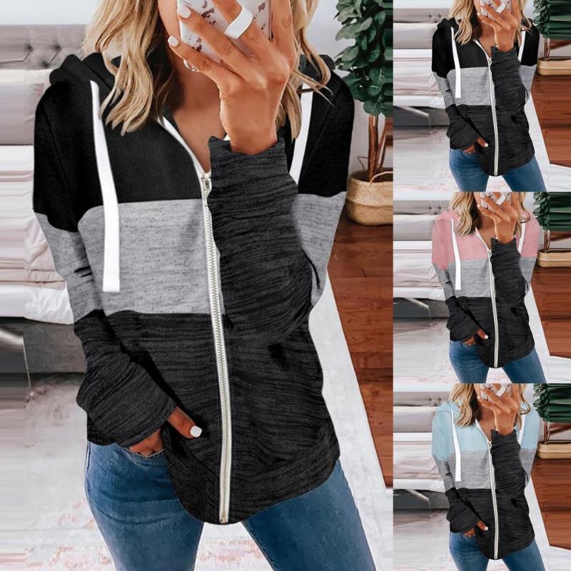 Women's Hoodies & Sweatshirts Patchwork Print Side Pockets Women Coat Autumn Winter Drawstring Hooded Zipper Closure Casual Sweatshirt Femal, Black
Women's Hoodies & Sweatshirts Patchwork Print Side Pockets Women Coat Autumn Winter Drawstring Hooded Zipper Closure Casual Sweatshirt Femal, Black