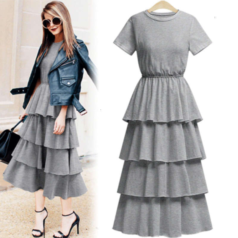 Hollywood model Dresses Casual same fashion cake by layer short sleeve long dress for women fat mm skirt, White
Hollywood model Dresses Casual same fashion cake by layer short sleeve long dress for women fat mm skirt, White