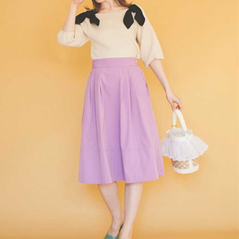 Spring Summer Solid High Waist Skirt Women Simple All Match Jupe Femme Office Lady Casual Soft A Line Skirts 210525