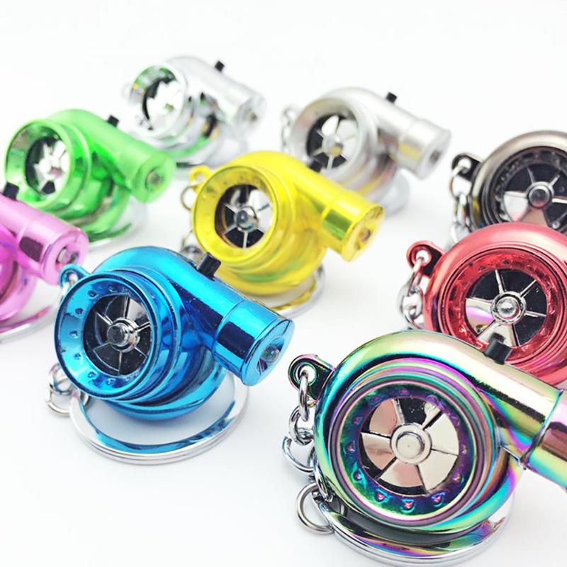 Keychains Mini Turbo Turbocharger Keychain Spinning Turbine Key Chain Ring Keyring Keyfob Car Interior Gifts Accessories