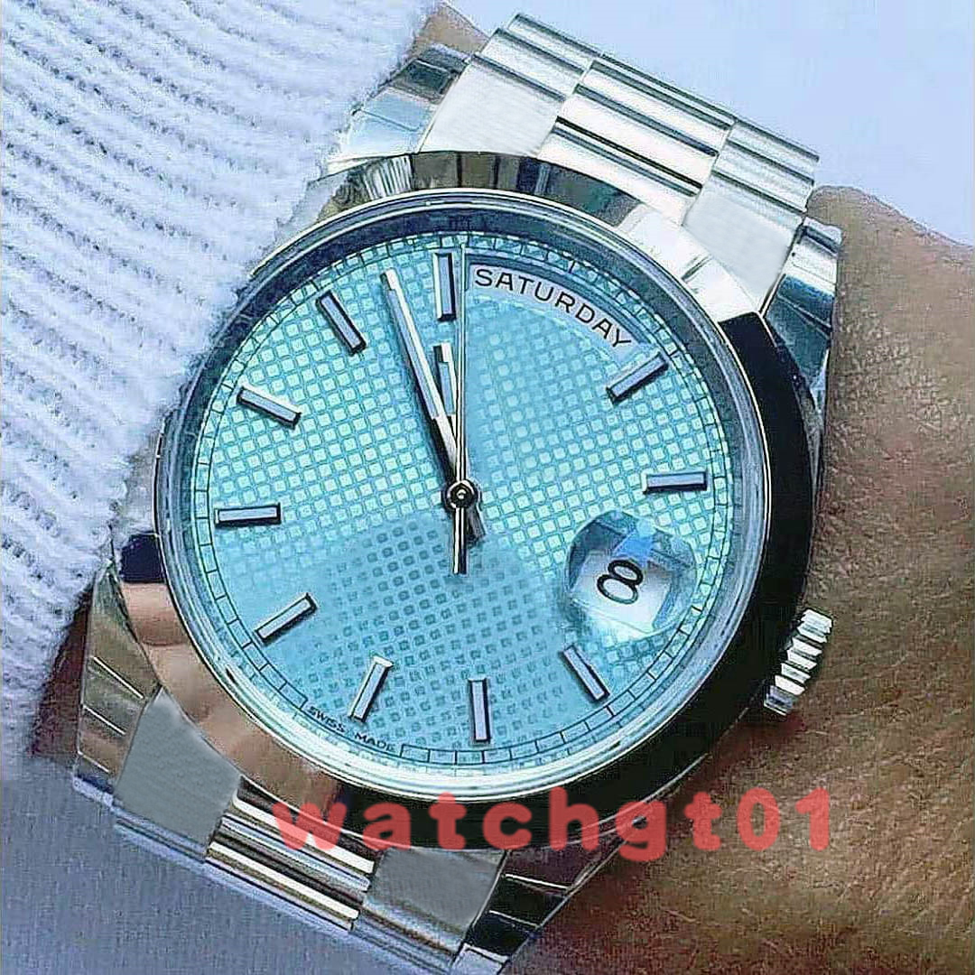 2021 platinum watches men mens day arabic automatic mechanical movement icedblue blue dial master watch date 316L stainless steel montre de luxe wristwatches, Box