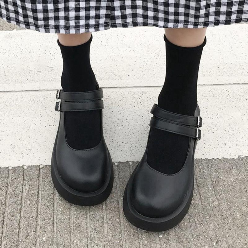 Women Single Shoes Lolita Buckle Platform Wedges Cosplay Japanese Pumps Cute Girls Marry Janes Dress, Black one buckle
Women Single Shoes Lolita Buckle Platform Wedges Cosplay Japanese Pumps Cute Girls Marry Janes Dress, Black one buckle