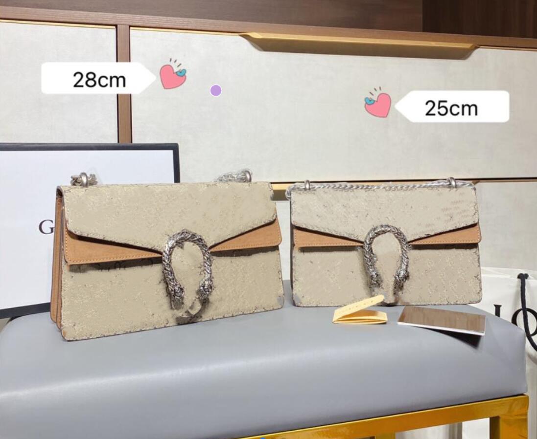 28cm classic retro ladies brown leather handbag wallet fashion designer chain shoulder bag