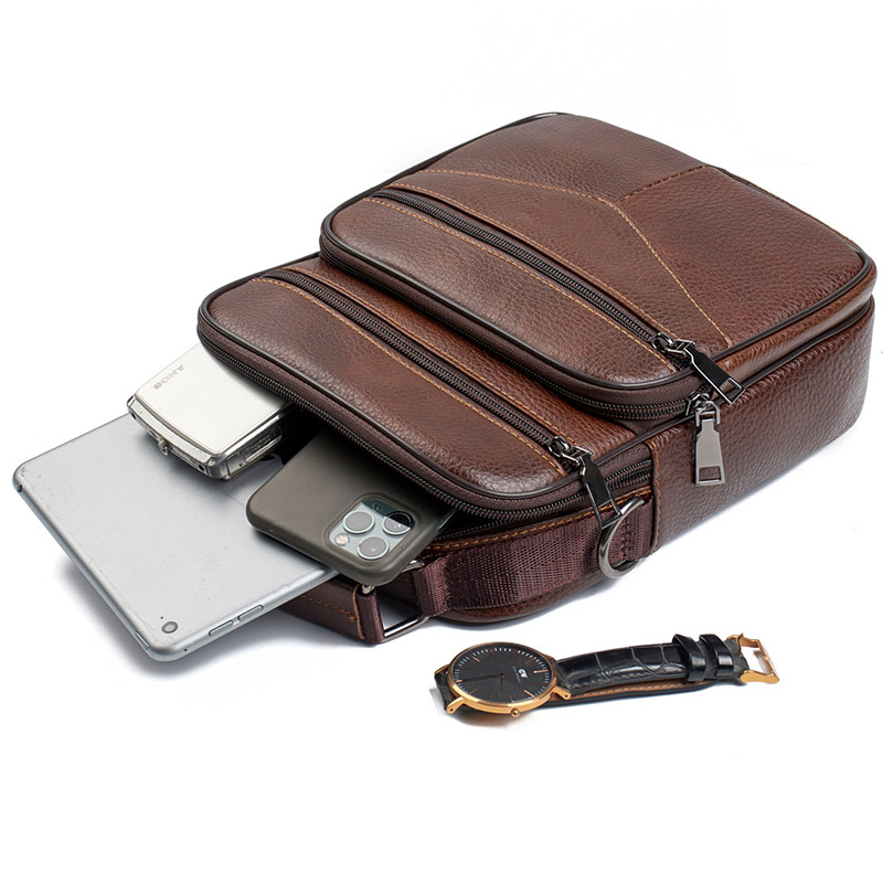 Handbag Men Genuine Leather Small Male Fashion Shoulder High Quality Cowhide Crossbody Briefcase Tote