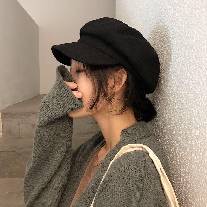 Hat Female Korean Version Beret Woolen British Octagonal Women Trendy Tat Casual All-match Berets, Black
Hat Female Korean Version Beret Woolen British Octagonal Women Trendy Tat Casual All-match Berets, Black