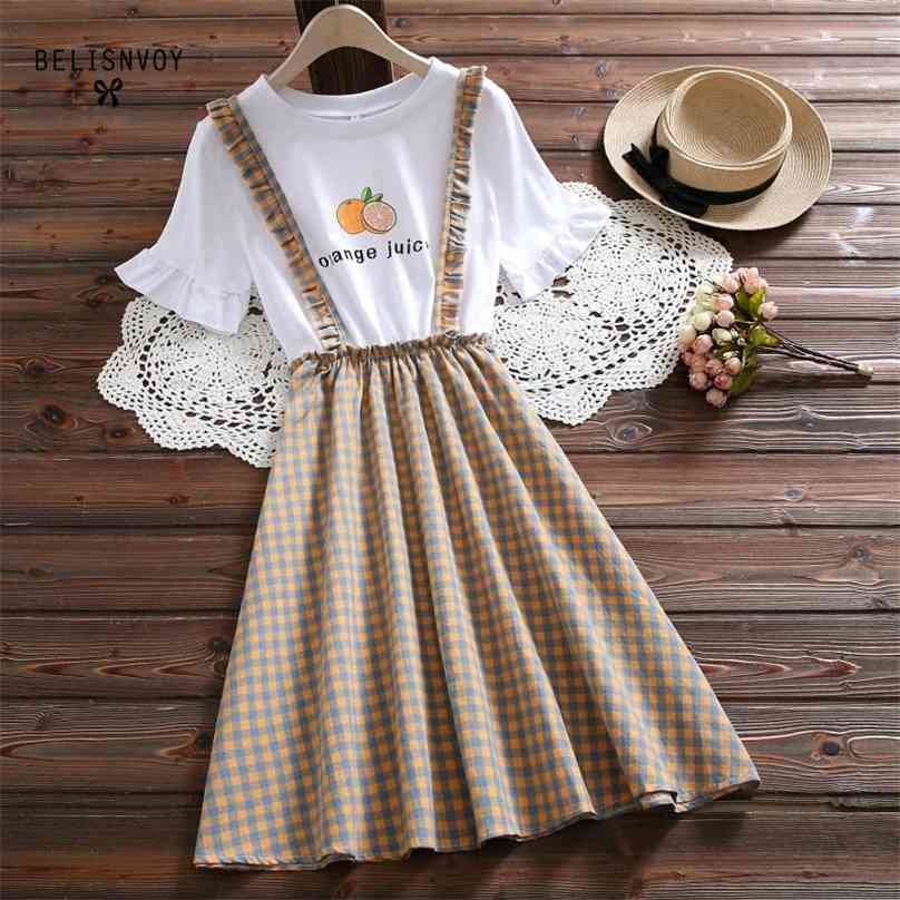Preppy Style Summer Women Loose Clothes Fruit Letter Printed Patchwork Plaid Dress Flare Sleeve Elegant Sweet Girl' 210520, As the photo
Preppy Style Summer Women Loose Clothes Fruit Letter Printed Patchwork Plaid Dress Flare Sleeve Elegant Sweet Girl' 210520, As the photo