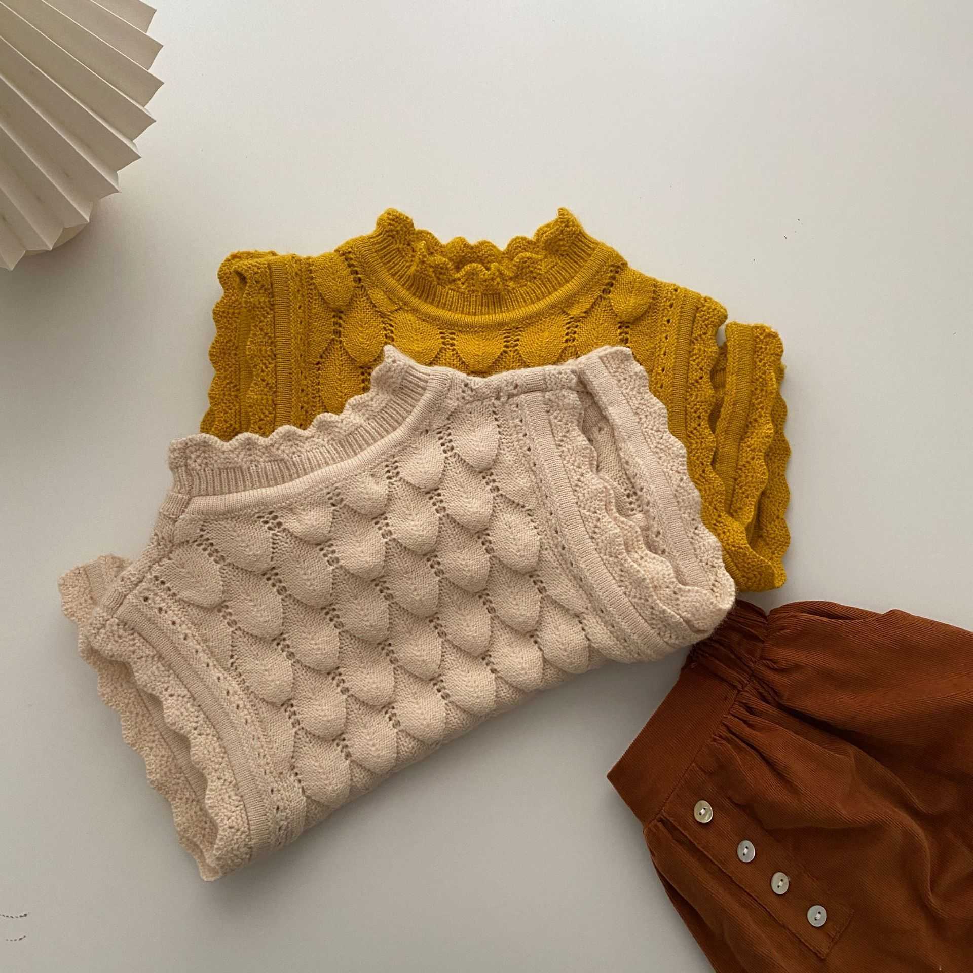 spring girls pullover sweater baby girl sweater baby girl clothes 210701, Beige