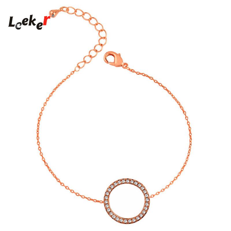 Link, Chain LEEKER Paved Tiny Crystal Circle Round Bracelets For Women Rose Gold Silver Color Link Women's 2021 082 K2, Black 
Link, Chain LEEKER Paved Tiny Crystal Circle Round Bracelets For Women Rose Gold Silver Color Link Women's 2021 082 K2, Black