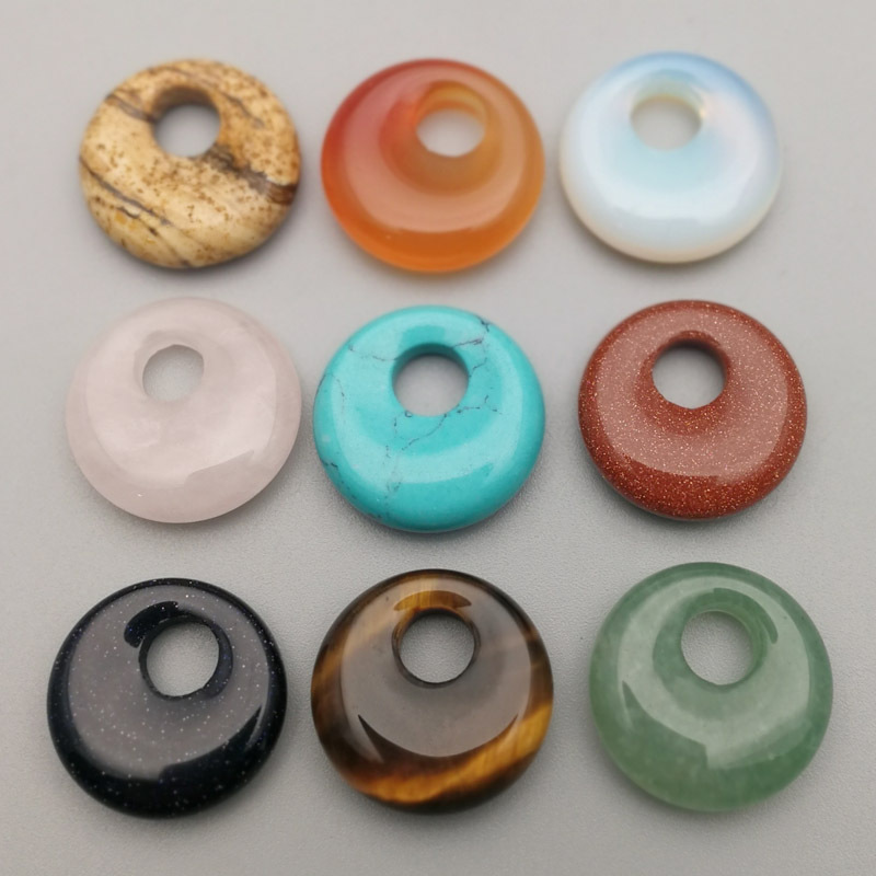 Natural crystal Semi-precious stone Turquoise Rose Quartz 18mm peace buckle for natural stone necklace ring earrrings jewelry accessory