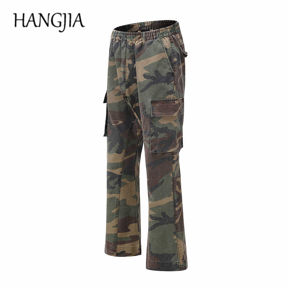 2020 Camouflage Flare Pants Fashionable Camo Cargo Pants for Men Slim Fit Camouflage Trousers Women All-match Hot Style P0811 Z260128