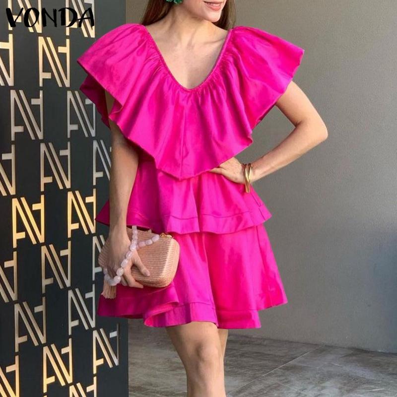 Casual Dresses Ruffle Dress Women Holiday Sundress 2021 VONDA Female Summer Bohemian Vintage Pleated Party Vestidos Oversized Robe Femme, White
Casual Dresses Ruffle Dress Women Holiday Sundress 2021 VONDA Female Summer Bohemian Vintage Pleated Party Vestidos Oversized Robe Femme, White