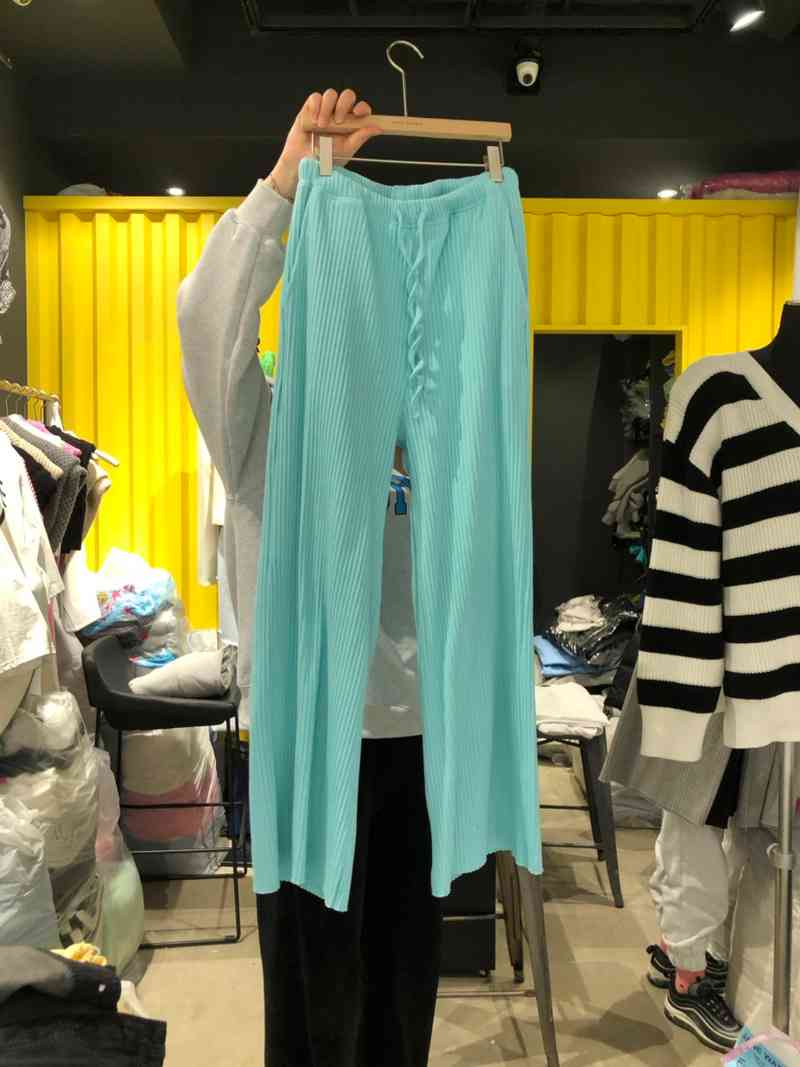 Summer Thin Solid Elastic High Waist Pink Wide Leg Pants Women Cotton Loose Casual Fashion Pantalones De Mujer Oversize Wild 210429