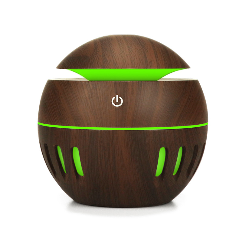 130ml Electric Air Humidifier Essential Aroma Oil Diffuser USB Rechargeable Wood Grain Humidifiers With 7 Color LED Lights Humidificador De Aire Elect
