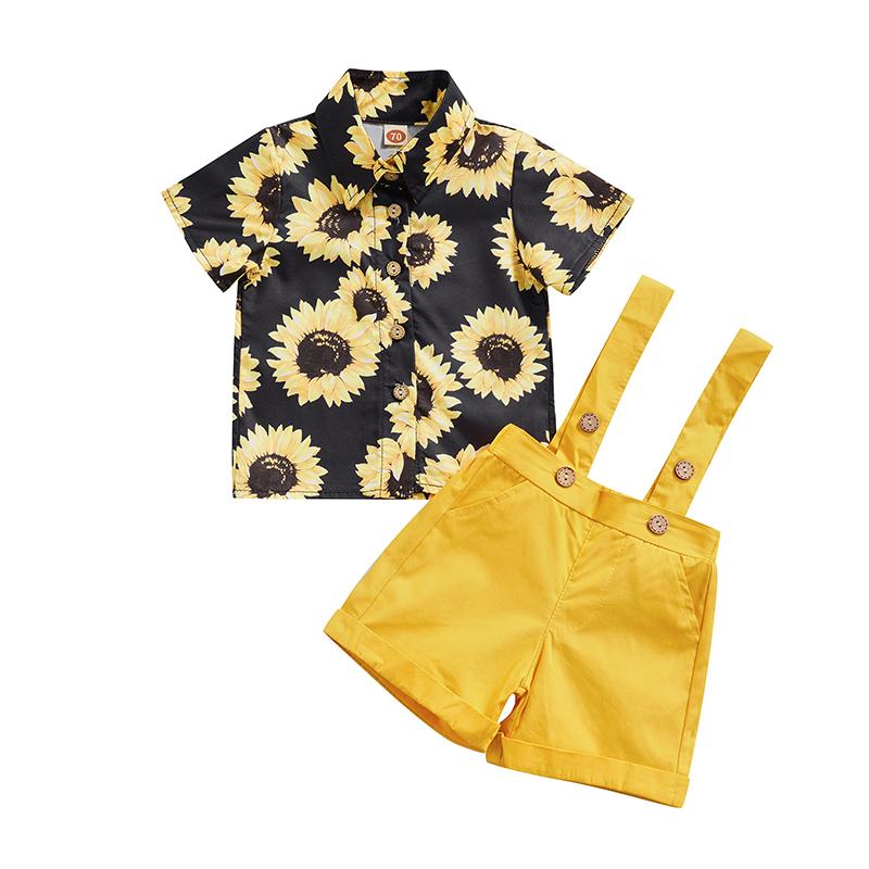 Clothing Sets Toddler Baby Boys Casual Outfits, Lapel Short Sleeve Sunflower Print Shirt + Suspender Pant, White
Clothing Sets Toddler Baby Boys Casual Outfits, Lapel Short Sleeve Sunflower Print Shirt + Suspender Pant, White