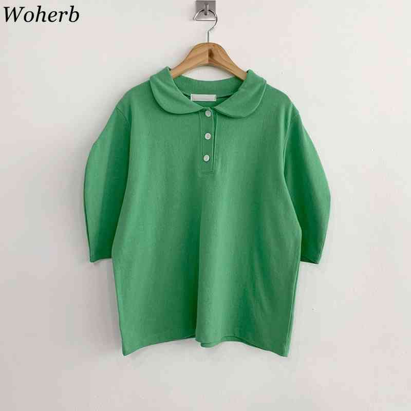 Korean Chic Short Puff Sleeve T-shirt Women Summer Casual All Match Vintage Tops Fashion Clothes Woman T Shirts 210422