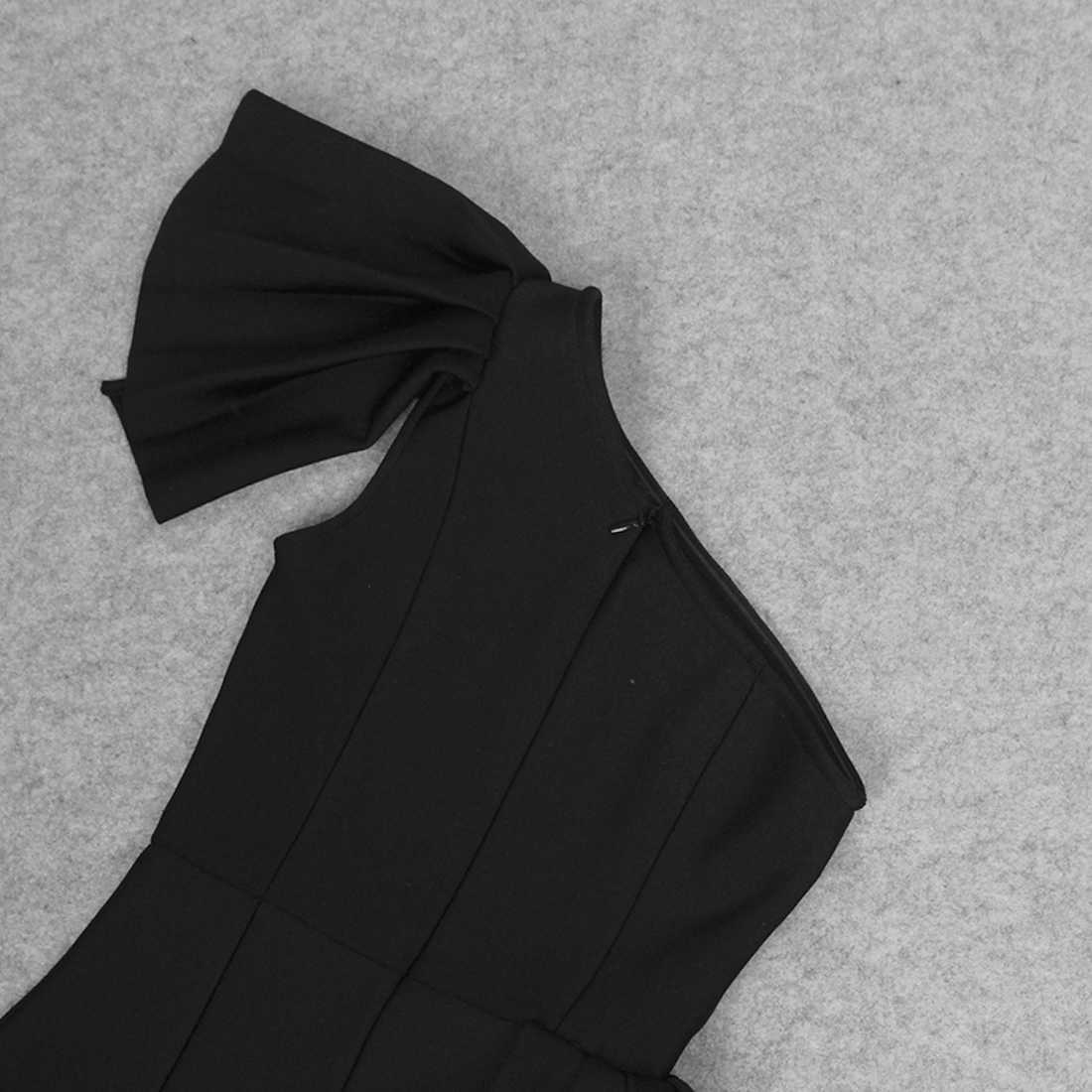 Summer Ladies Black One-Shoulder Short-Sleeved Club Bodycon Bandage Dress Sexy Ruffled Celebrity Party 210527