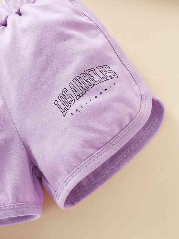 Baby Letter Graphic Tee With Track Shorts SHE