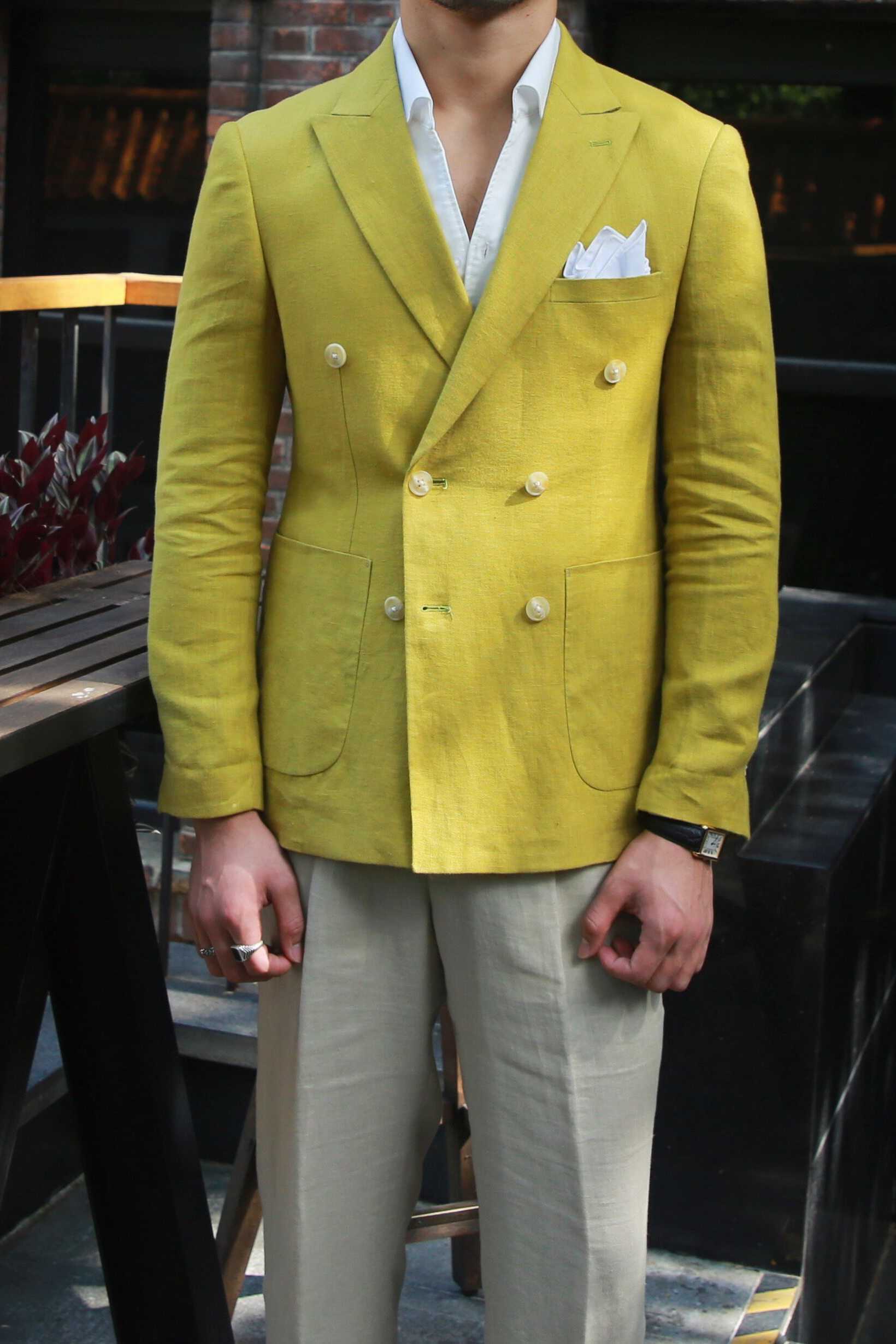 High Quality Linen Men Blazers Double-breasted Thin Casual Suit British Slim Wedding Business Coat Streetwear Social Blazer 210527