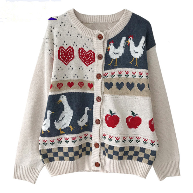 women's sweaters spring autumn new o neck knitted cardigan korean loose cartoon print single-breasted sweater coat knitwear avzx, White;black
women's sweaters spring autumn new o neck knitted cardigan korean loose cartoon print single-breasted sweater coat knitwear avzx, White;black