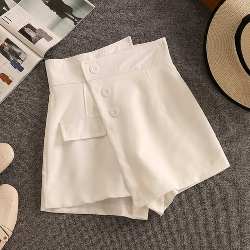 DEAT Women Plaid Slash Neck Puff Sleeve Asymmetrical Shorts Arrivals Two Piece Set Fashion Spring Summer 11D793 210709