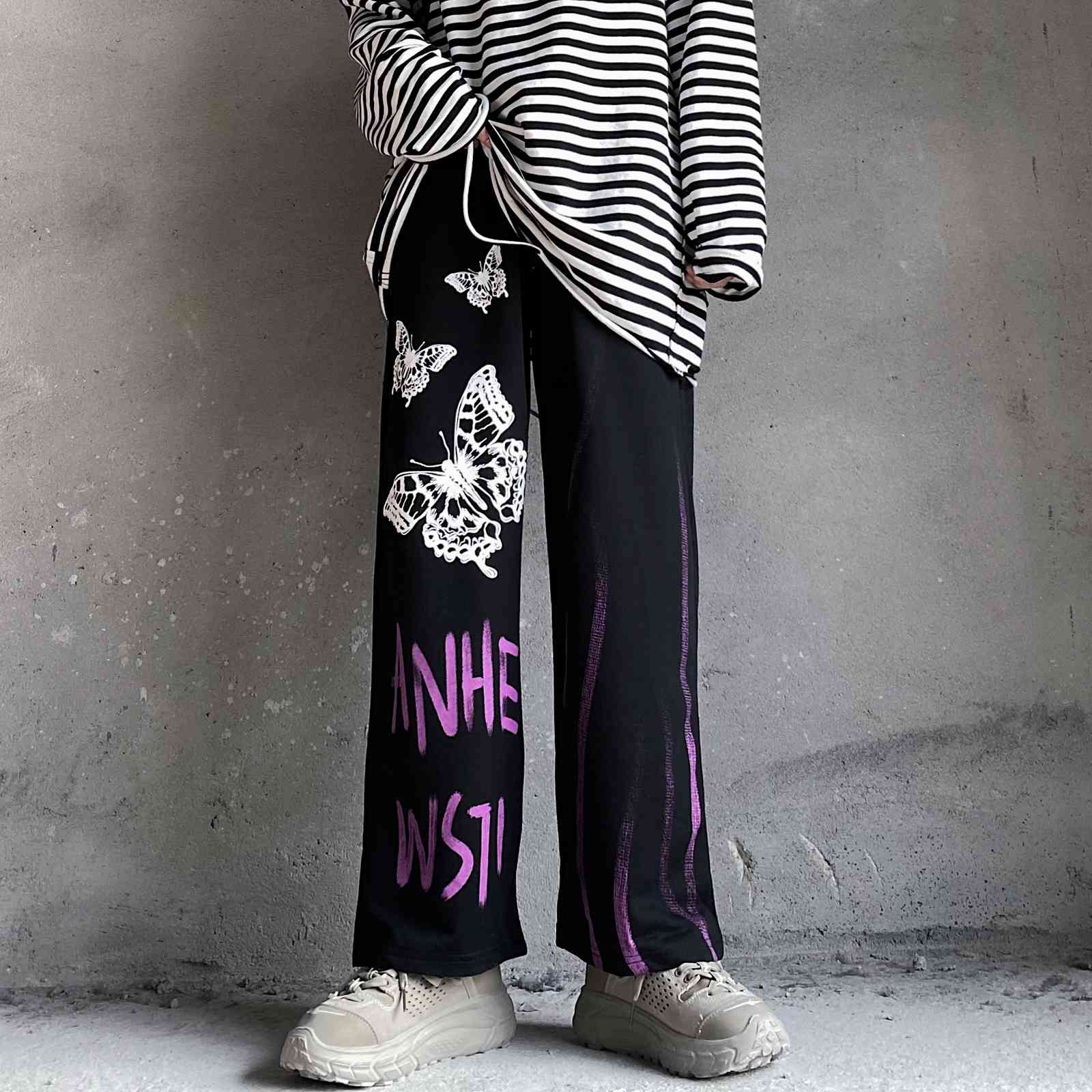 Casual Pants Women Harajuku Gothic Trousers Streetwear Vintage Korean Ins Fashion Straight Pant Bottoms 210519
