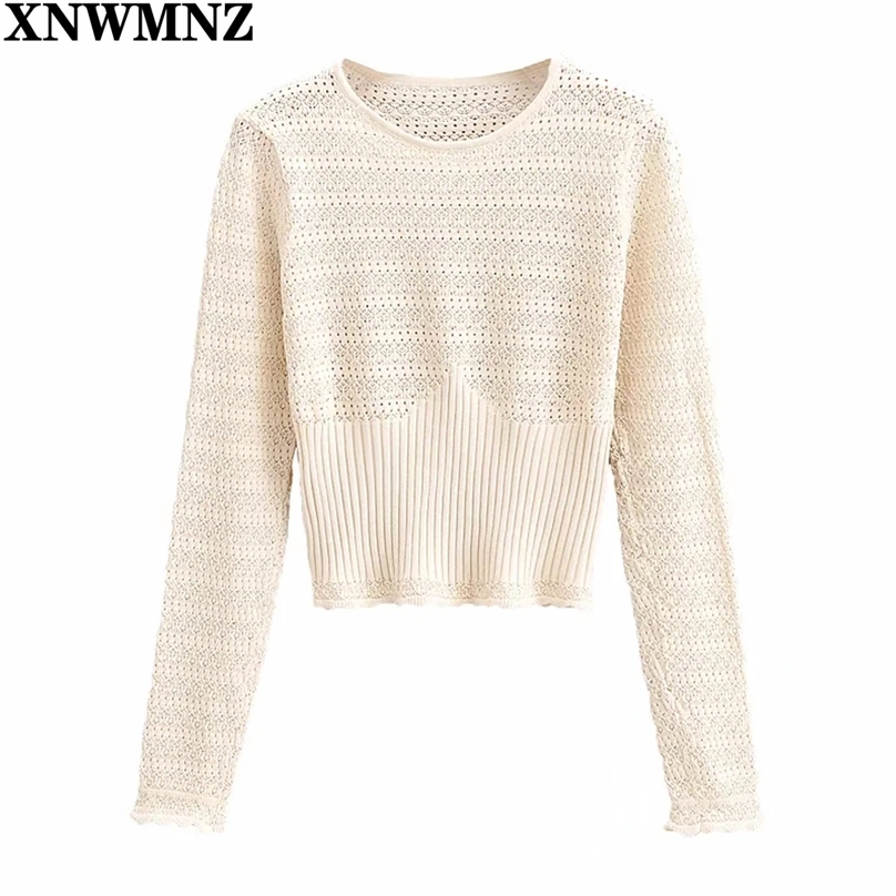 Women knit top Fashion Jacquard Mesh Cropped Knitted Sweater Vintage O-neck Long Sleeve Female Pullovers Chic Tops 210520, Beige
Women knit top Fashion Jacquard Mesh Cropped Knitted Sweater Vintage O-neck Long Sleeve Female Pullovers Chic Tops 210520, Beige