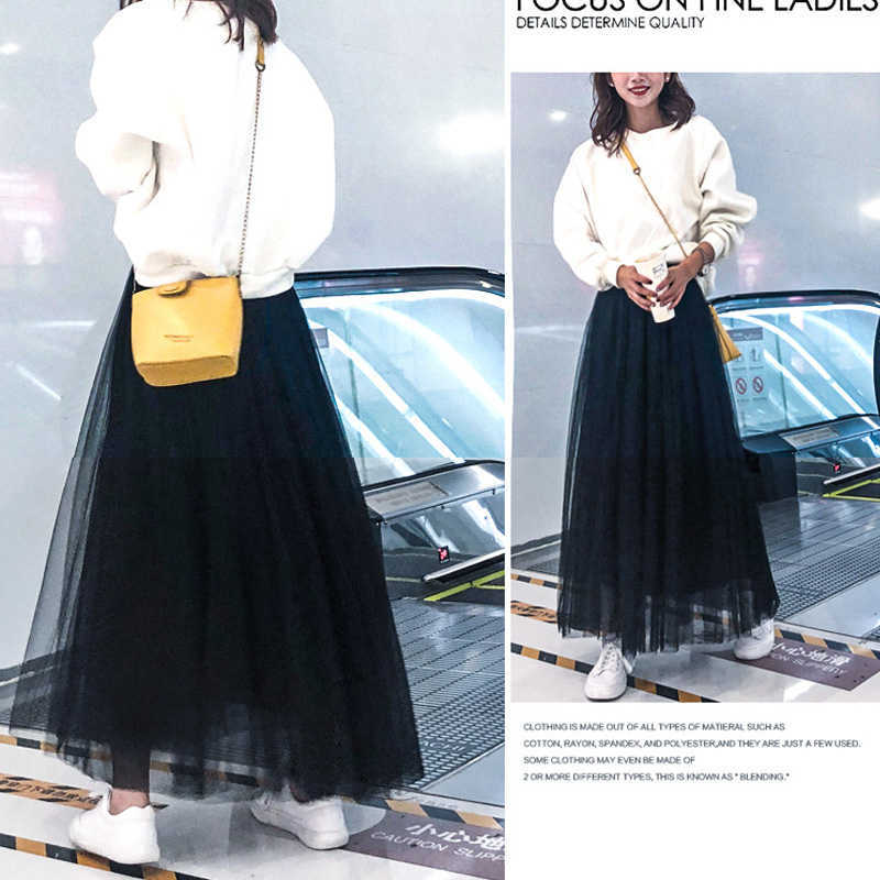 OHRYIYIE Maxi Long Tulle Skirt Women High Waist Ball Gown Skirts Summer Elastic Adult Tutu Jupe Longue Femme 210623
