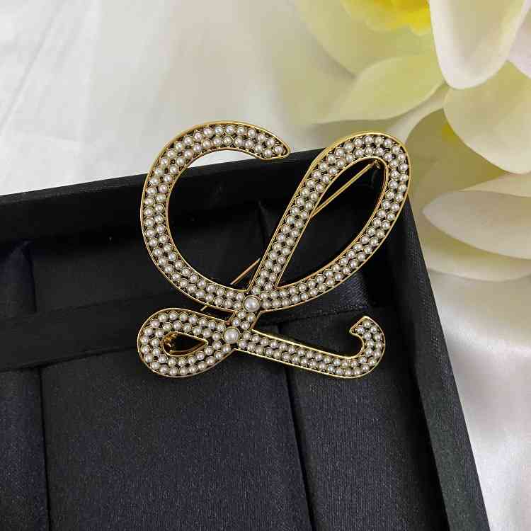 Lo Brass Plated Real Gold Full Beads Irregular Fashion Ol Simple Korean Girl Style Brooch