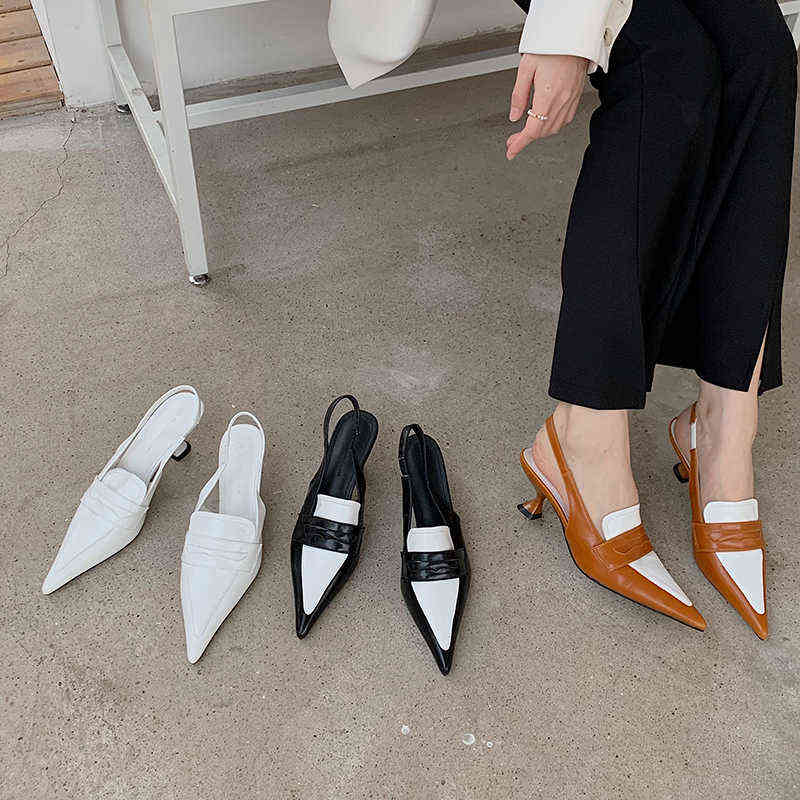Sandels Pointed Toe Women Sandals Black White Brown Mixed Color Party Thin Mid Heels Elastic Slingback Summer Dress Pumps220304
Sandels Pointed Toe Women Sandals Black White Brown Mixed Color Party Thin Mid Heels Elastic Slingback Summer Dress Pumps220304