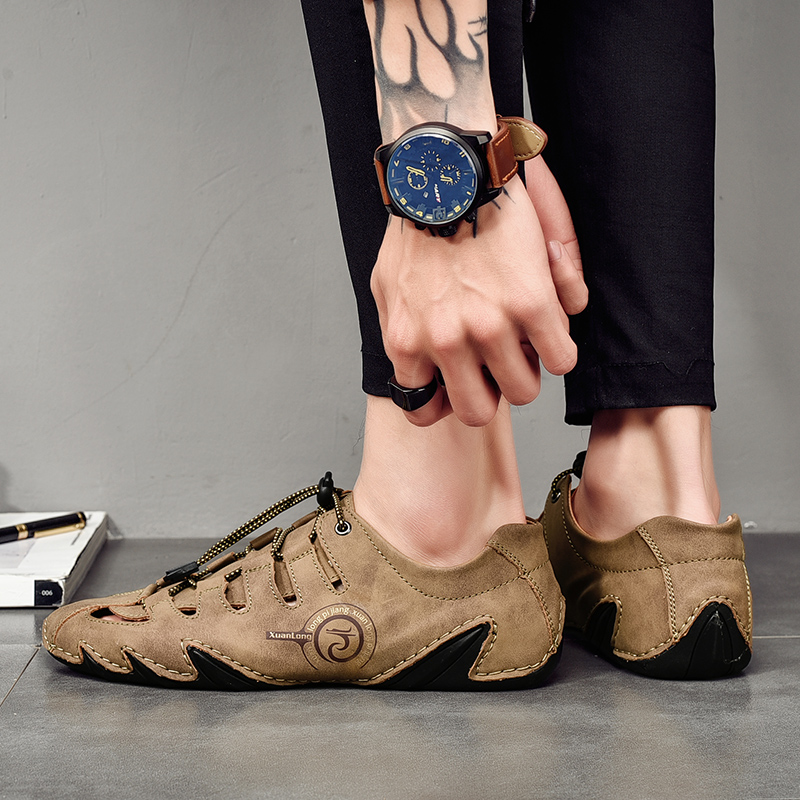 Genuine Leather Men Casual Shoes Outdoor Sandals Men Handmade Breathable Loafers Designer Summer Men Beach Shoes Plus Size 38-48, Light brown
Genuine Leather Men Casual Shoes Outdoor Sandals Men Handmade Breathable Loafers Designer Summer Men Beach Shoes Plus Size 38-48, Light brown