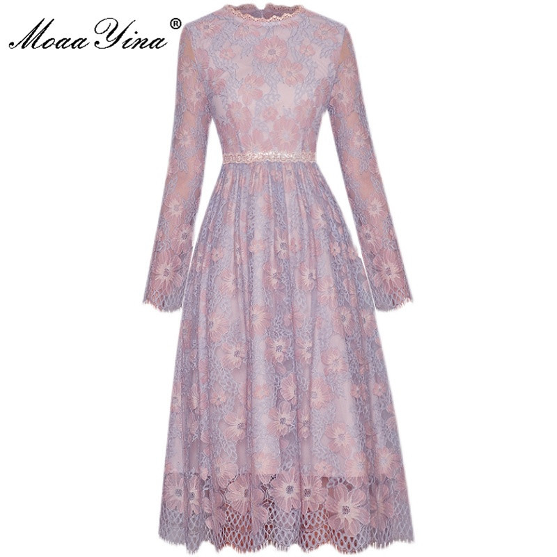 Fashion Designer Summer Midi Dress Women Lace Long sleeve Embroidered High waist Vintage Party Vestidos 210524, Lavender
Fashion Designer Summer Midi Dress Women Lace Long sleeve Embroidered High waist Vintage Party Vestidos 210524, Lavender