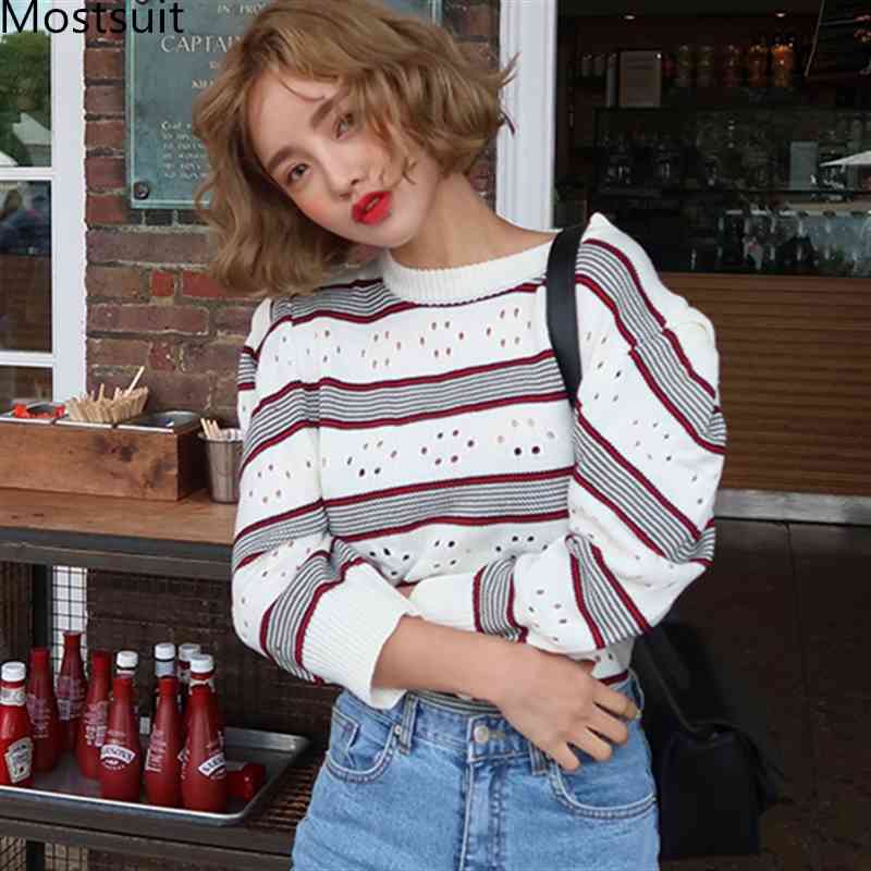 Autumn Korean Vintage Striped Sweaters Tops Women Puff Sleeve O-neck Casual Fashion Female Pullovers Clothes 210518, Picture color
Autumn Korean Vintage Striped Sweaters Tops Women Puff Sleeve O-neck Casual Fashion Female Pullovers Clothes 210518, Picture color