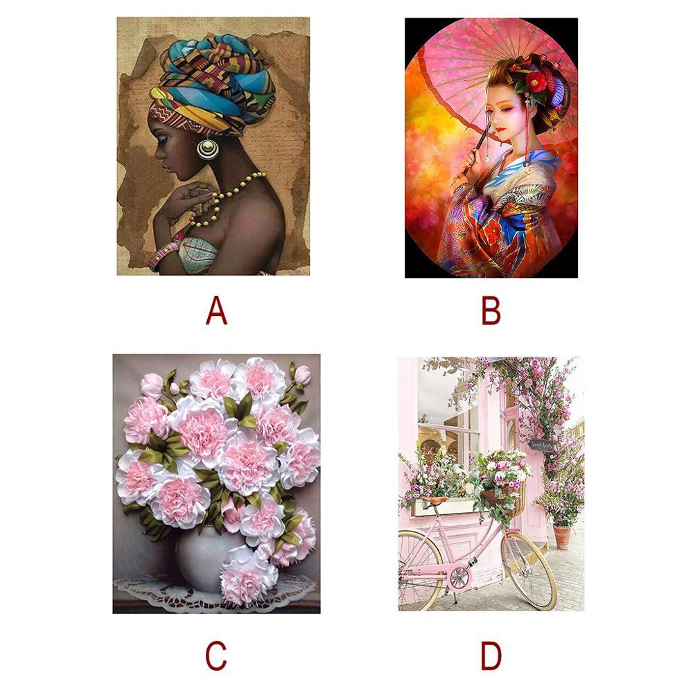 5d paintings embroidered strass frame bicycle diy flower painting modern wall numbers image of acrylic painting art by numbers
