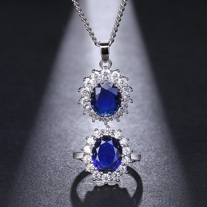 Earrings & Necklace Ekopdee Fashion Dark Blue Women Wedding Jewelry Set Elegant Big Cubic Zirconia Adjustable Ring Dainty Accessories 2pcs, Silver
Earrings & Necklace Ekopdee Fashion Dark Blue Women Wedding Jewelry Set Elegant Big Cubic Zirconia Adjustable Ring Dainty Accessories 2pcs, Silver