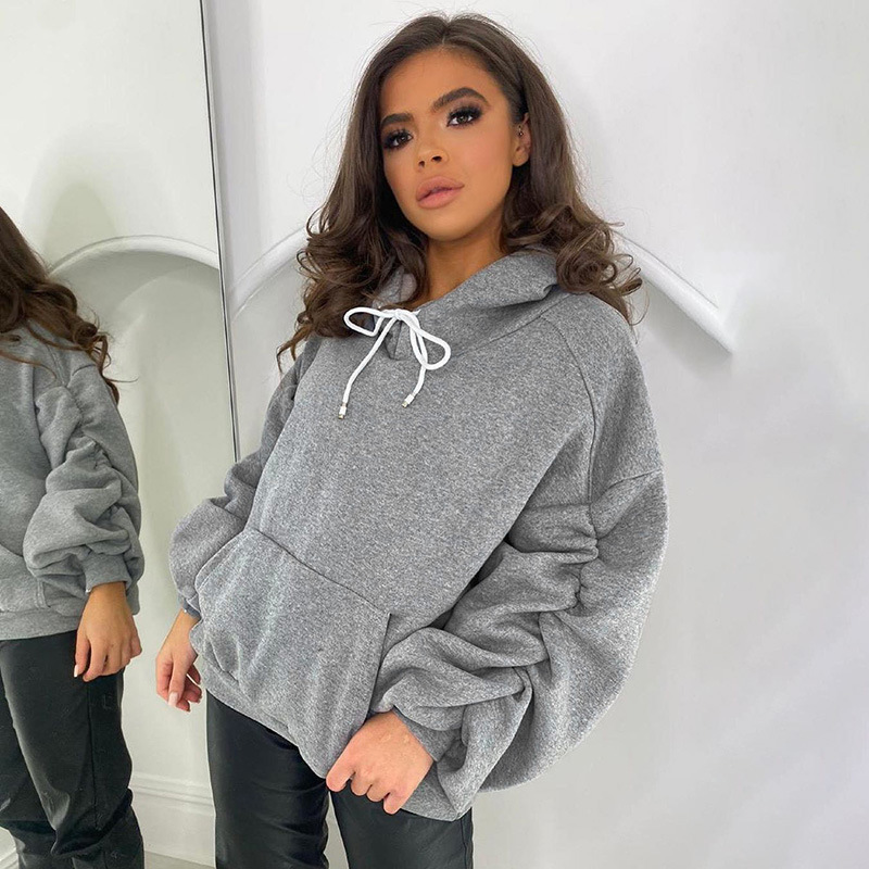 Women Hoodie Cotton Hooded s Sweatshirts Pullove Long Sleeve Solid Tops All Match s Hoodies Autumn Winter 210524