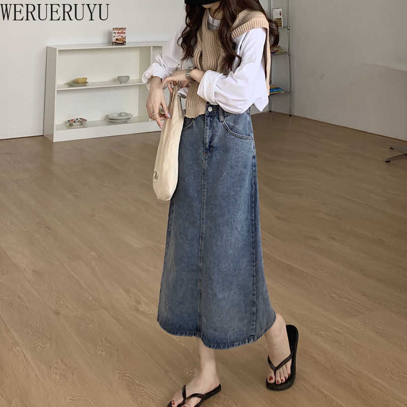 WERUERUYU Vintage Women Denim Midi Skirt Split Front Mid- Length Buttoned High Waist Pencil Jean Skirt 210608, Photo color
WERUERUYU Vintage Women Denim Midi Skirt Split Front Mid- Length Buttoned High Waist Pencil Jean Skirt 210608, Photo color