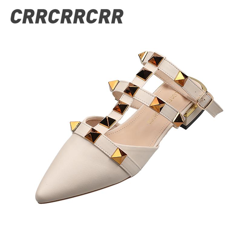 Crrcrrcrr Ladies Leisur Leather Spring Black Rivet Shoes Women Buckle All-match Elegant White Sexy Dazzling Fashion Low Heels Sandals
Crrcrrcrr Ladies Leisur Leather Spring Black Rivet Shoes Women Buckle All-match Elegant White Sexy Dazzling Fashion Low Heels Sandals