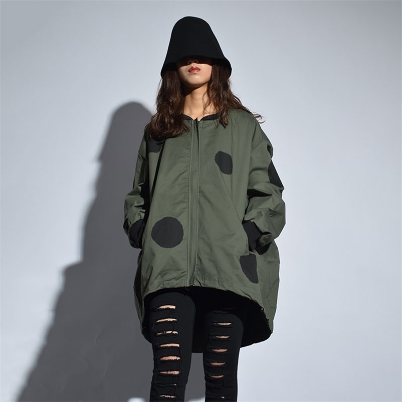 Autumn style polka dot print coat loose large size casual jacket Zippers Casual Polyester V-Neck 210603, Green
Autumn style polka dot print coat loose large size casual jacket Zippers Casual Polyester V-Neck 210603, Green