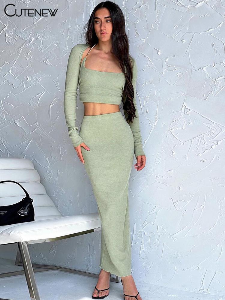 Work Dresses Cute Elegant Solid Knit 3 Piece Set Women Cardigan Crop Top+Backless Halter Vest+Stretchy Maxi Skirt Matching Lady Casualwear, White;black
Work Dresses Cute Elegant Solid Knit 3 Piece Set Women Cardigan Crop Top+Backless Halter Vest+Stretchy Maxi Skirt Matching Lady Casualwear, White;black