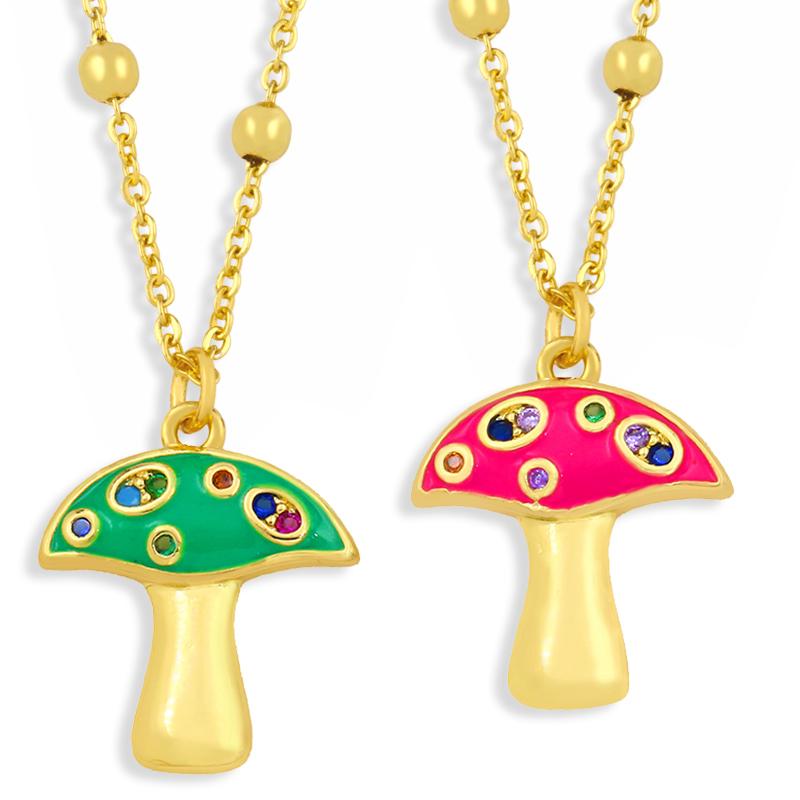 Pendant Necklaces EYIKA Charms Gold Plated Rainbow Zircon Crystal Mushroom Bead Necklace For Women Colorful Enamel Collar Bohemian Jewelry
Pendant Necklaces EYIKA Charms Gold Plated Rainbow Zircon Crystal Mushroom Bead Necklace For Women Colorful Enamel Collar Bohemian Jewelry