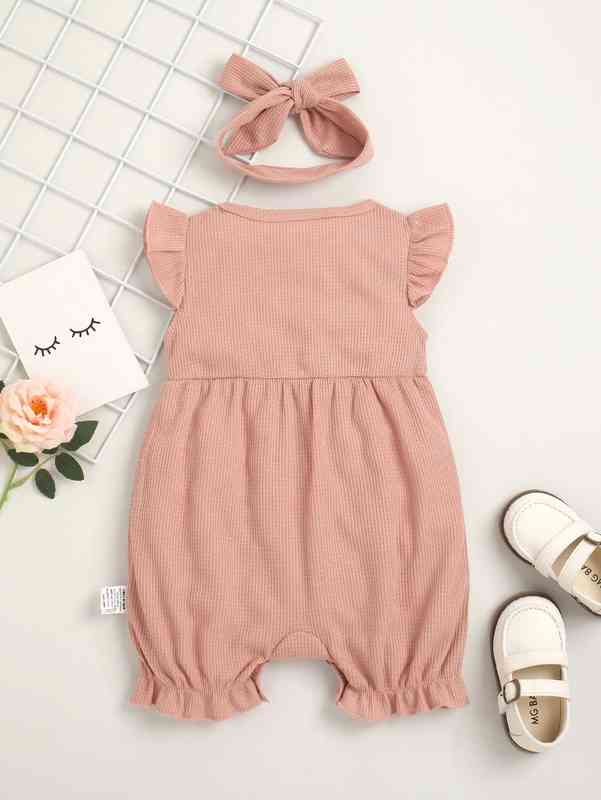 Baby Girl Bow Front Romper & Headband SHE